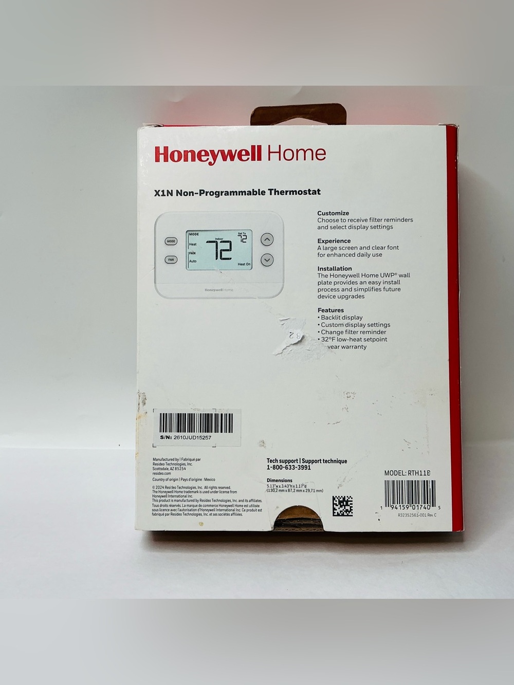 Honeywell Home X1N Non-Programmable Thermostat, Single-Stage, 1 Heat/1 Cool - Picture 4 of 12